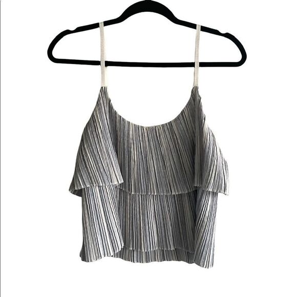 𝅺NOUL Sleeveless Striped Tiered Layered Tank Top Blue White - Picture 1 of 4
